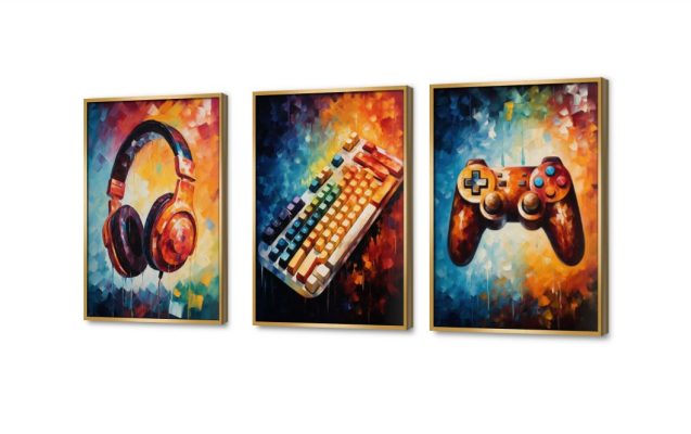 تابلوهات العاب فيديو لمحبى الجيمنج SA77436 كل التابلوهات المودرن, جيمنج - العاب و تسليه متعدد الالوان, برتقالى, قوى و زاهى الستريشن - فيكتور, لوحات فنية, مودرن غرفة شباب, غرفة بنات, مكاتب – شركات - اعمال بالعرض, ببرواز, برواز ذهبى, مستطيل