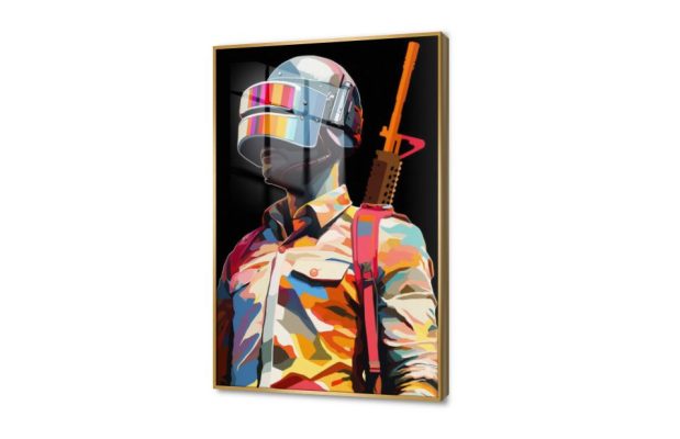 تابلوه مودرن بابجى PUBG SA77345 كل التابلوهات المودرن, اكشن - مغامرات, جيمنج - العاب و تسليه, رجال, شخصيات و وجوه اسود, الوان داكنة, برتقالى الستريشن - فيكتور, مودرن, نيون ستايل غرفة شباب, مكاتب – شركات - اعمال بالطول, ببرواز, برواز ذهبى, مستطيل