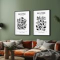 تابلوهات مودرن Matisse ابيض و اسود SA79573 كل التابلوهات المودرن, اوراق شجر - نباتات, مميزة و مختارة, English Text & Quotes, ورود - زهور - نباتات ابيض و اسود, ابيض - اوف وايت بسيط و هادئ, بوهو ستايل, ديجيتال آرت, رسم خطى, كتابات و حروف, مودرن غرفة الاستقبال, غرفة المعيشة, مدخل المنزل, مكاتب – شركات - اعمال بالعرض, ببرواز, برواز اسود