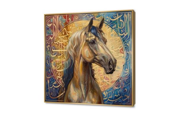 تابلوه مودرن حصان مع حروف عربية SA80295 كل التابلوهات المودرن, احصنه, حكم - كلمات عربية, اسلامى - ايات قرآنية و خط عربى, حيوانات و طيور ازرق - تركواز, اصفر, بنى - بيج الوان زيتية - اكريليك, كتابات و حروف, كلاسيك – نيو كلاسيك, لوحات فنية غرفة الاستقبال, غرفة المعيشة, مدخل المنزل مربع, ببرواز, برواز ذهبى