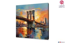 تابلوه مودرن جسر بروكلين SA80467 تابلوهات مودرن اصفر لوحات فنية غرفة المعيشة