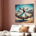 تابلوه مودرن رسم ( رقص - مولوية ) SA80162 كل التابلوهات المودرن, المولوية - الصوفية, اسلامى - ايات قرآنية و خط عربى برتقالى, ازرق - تركواز الوان زيتية - اكريليك, لوحات فنية, مودرن غرفة المعيشة مربع, ببرواز, برواز ذهبى