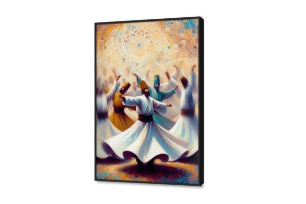 تابلوه مودرن لوحات فنية رقص - مولوية SA80178 كل التابلوهات المودرن, المولوية - الصوفية, اسلامى - ايات قرآنية و خط عربى برتقالى, ابيض - اوف وايت, ازرق - تركواز, بنى - بيج الوان زيتية - اكريليك, لوحات فنية غرفة المعيشة بالطول, ببرواز, برواز اسود, مستطيل