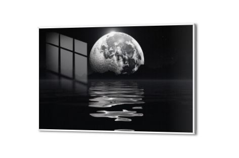 تابلوه مودرن كانفس القمر فوق البحر SA80480 كل التابلوهات المودرن, القمر, فضاء و كواكب اسود, ابيض - اوف وايت, ابيض و اسود, اللون الواحد, الوان داكنة ديجيتال آرت, مودرن غرفة الاستقبال, غرفة المعيشة, غرفة النوم, غرفة بنات, مدخل المنزل, مكاتب – شركات - اعمال فى الليل مستطيل, اكريليك, بالعرض, ببرواز, برواز ابيض