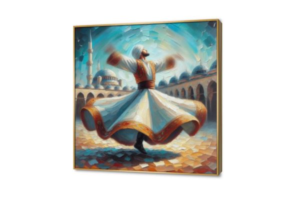 تابلوه مودرن رسم ( رقص - مولوية ) SA80162 كل التابلوهات المودرن, المولوية - الصوفية, اسلامى - ايات قرآنية و خط عربى برتقالى, ازرق - تركواز الوان زيتية - اكريليك, لوحات فنية, مودرن غرفة المعيشة مربع, ببرواز, برواز ذهبى