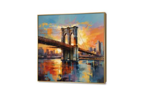 تابلوه مودرن جسر بروكلين SA80467 كل التابلوهات المودرن, مبانى و هندسة معمارية, اماكن و مدن و مباني اصفر, ازرق - تركواز, برتقالى, متعدد الالوان الوان زيتية - اكريليك, لوحات فنية, مودرن غرفة المعيشة, غرفة شباب, مكاتب – شركات - اعمال شروق - غروب مربع, ببرواز, برواز ذهبى