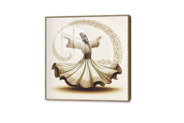 مولوية مع خط عربى SA80127 كل التابلوهات المودرن, المولوية - الصوفية, اسلامى - ايات قرآنية و خط عربى ابيض - اوف وايت, بنى - بيج بسيط و هادئ, ديجيتال آرت, كتابات و حروف, لوحات فنية غرفة المعيشة مربع, اكريليك, ببرواز, برواز خشبى