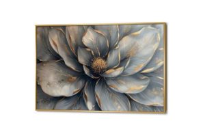تابلوه حائط زهرة رمادى و ذهبى SA80948 كل التابلوهات المودرن, ورود - زهور - نباتات رمادى, ابيض و اسود, فضى – ذهبى الوان زيتية - اكريليك, لوحات فنية, مودرن غرفة الاستقبال, غرفة المعيشة, غرفة النوم, مدخل المنزل بالعرض, ببرواز, برواز ذهبى, مستطيل