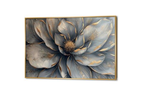 تابلوه حائط زهرة رمادى و ذهبى SA80948 كل التابلوهات المودرن, ورود - زهور - نباتات رمادى, ابيض و اسود, فضى – ذهبى الوان زيتية - اكريليك, لوحات فنية, مودرن غرفة الاستقبال, غرفة المعيشة, غرفة النوم, مدخل المنزل بالعرض, ببرواز, برواز ذهبى, مستطيل