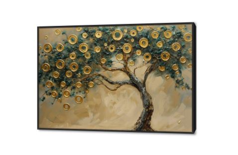 لوحات فنية شجره - حلقات ذهبية SA81030 مناظر طبيعية, اشجار, كل التابلوهات المودرن بنى - بيج, اخضر - زيتى, فضى – ذهبى الوان زيتية - اكريليك, عتيق - فينتاج, كلاسيك – نيو كلاسيك, لوحات فنية, مظهر بارز غرفة الاستقبال, غرفة المعيشة, غرفة النوم, مدخل المنزل بالعرض, ببرواز, برواز اسود, مستطيل