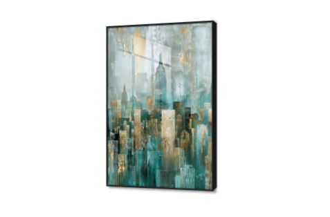 تابلوه فني تجريدى لمشهد المدينة SA84527 كل التابلوهات المودرن, تجريدي, اماكن و مدن و مباني ازرق - تركواز, فضى – ذهبى الوان زيتية - اكريليك, لوحات فنية, مودرن غرفة الاستقبال, غرفة المعيشة, مدخل المنزل, مكاتب – شركات - اعمال بالطول, اكريليك, برواز اسود, مستطيل