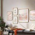 تابلوه بينك بوهو 5 قطع جاليرى SA86328 كل التابلوهات المودرن, سحاب, مميزة و مختارة, مناظر طبيعية ابيض - اوف وايت, بينك – فوشيا بسيط و هادئ, بوهو ستايل, ديجيتال آرت, مودرن غرفة الاستقبال, غرفة المعيشة, غرفة النوم, غرفة بنات, مدخل المنزل شروق - غروب بالعرض, ببرواز, برواز SF9, برواز ذهبى, مستطيل