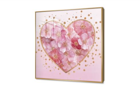 تابلوه مودرن قلب من الورود SA88368 كل التابلوهات المودرن, قلوب, رومانسى اللون الواحد, بينك – فوشيا, فضى – ذهبى الوان مائية, لوحات فنية, مودرن غرفة المعيشة, غرفة النوم, غرفة بنات فصل الربيع اكريليك, ببرواز, برواز ذهبى, مربع