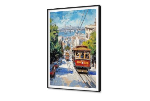 تابلوه ترام مدينة سان فرانسيسكو SA89394 كل التابلوهات المودرن, دول و مدن مشهورة, قطارات, سيارات – دراجات - مواصلات, اماكن و مدن و مباني احمر - نبيتى, اخضر - زيتى, ازرق - تركواز الوان زيتية - اكريليك, لوحات فنية, مودرن غرفة المعيشة, مكاتب – شركات - اعمال بالطول, ببرواز, برواز SF9, مستطيل