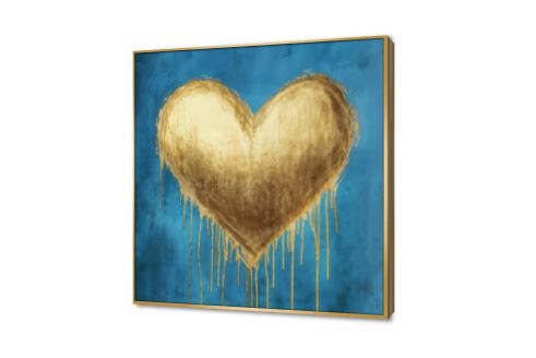تابلوه مودرن كانفس قلب ذهبى SA88384 كل التابلوهات المودرن, قلوب, رومانسى ازرق - تركواز, فضى – ذهبى تماثل - سيميترى, لوحات فنية, مودرن غرفة المعيشة, غرفة النوم, غرفة بنات ببرواز, برواز ذهبى, مربع