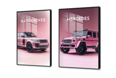لوحات حائط سيارات فاخرة باللون الوردى SA89365 كل التابلوهات المودرن, سيارات, سيارات – دراجات - مواصلات بينك – فوشيا صور فوتوغرافية, كتابات و حروف, مودرن غرفة بنات, مكاتب – شركات - اعمال اكريليك, بالعرض, ببرواز, برواز اسود, مستطيل