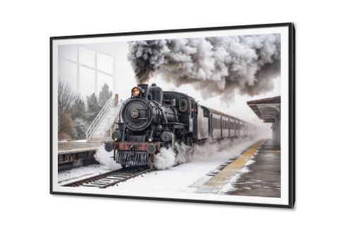 لوحات حائط قطار بخارى كلاسيكى SA89439 كل التابلوهات المودرن, اعمال و شركات, الشحن, قطارات, سيارات – دراجات - مواصلات ابيض - اوف وايت, اسود, رمادى صور فوتوغرافية, عتيق - فينتاج, كلاسيك – نيو كلاسيك, لوحات فنية غرفة المعيشة, مكاتب – شركات - اعمال شتاء و ثلوج, وقت الضباب اكريليك, بالعرض, ببرواز, برواز SF9, برواز اسود, مستطيل