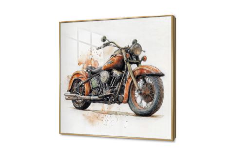 لوحات حائط دراجة نارية كلاسيكية SA89231 كل التابلوهات المودرن, دراجات بخارية - موتوسيكلات, سيارات – دراجات - مواصلات ابيض - اوف وايت, اسود, برتقالى الوان مائية, لوحات فنية, مودرن غرفة شباب, مكاتب – شركات - اعمال اكريليك, ببرواز, برواز ذهبى, مربع