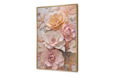 تابلوه مودرن زهور بارزة بألوان الباستيل SA89638 كل التابلوهات المودرن, ورود - زهور - نباتات اصفر, برتقالى, بينك – فوشيا, درجات الباستيل الوان زيتية - اكريليك, بوهو ستايل, كلاسيك – نيو كلاسيك, لوحات فنية, مظهر بارز, مودرن غرفة الاستقبال, غرفة المعيشة, غرفة النوم, غرفة بنات, مدخل المنزل فصل الربيع بالطول, ببرواز, برواز ذهبى, مستطيل