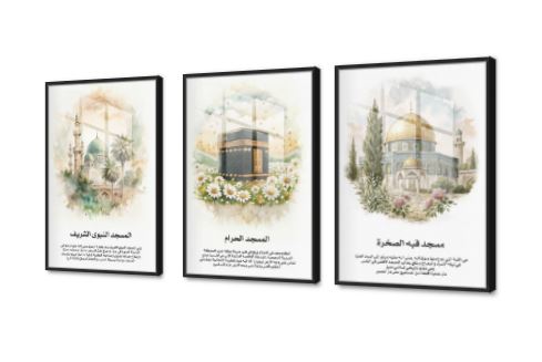 لوحات حائط مسجد قبه الصخرة - المسجد الحرام - المسجد النبوى SA91000 كل التابلوهات المودرن, اماكن اسلامية و عربية, دول و مدن مشهورة, مبانى و هندسة معمارية, اسلامى - ايات قرآنية و خط عربى, اماكن و مدن و مباني اخضر - زيتى, اصفر الوان مائية, كتابات و حروف, كلاسيك – نيو كلاسيك, لوحات فنية, مودرن غرفة المعيشة, غرفة النوم, مكاتب – شركات - اعمال اكريليك, بالعرض, ببرواز, برواز اسود, مستطيل