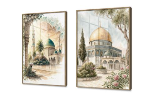 لوحات حائط مودرن مسجد قبه الصخرة - المسجد النبوى الشريف SA91007 كل التابلوهات المودرن, اماكن اسلامية و عربية, مبانى و هندسة معمارية, اسلامى - ايات قرآنية و خط عربى, اماكن و مدن و مباني اخضر - زيتى, اصفر, بنى - بيج الوان مائية, عتيق - فينتاج, كلاسيك – نيو كلاسيك, لوحات فنية, مودرن غرفة الاستقبال, غرفة المعيشة, مدخل المنزل, مكاتب – شركات - اعمال اكريليك, بالطول, ببرواز, برواز خشبى, مربع