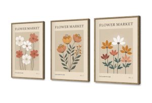 تابلوه حائط باقات زهور " فلاور ماركت " Flower Market SA93307 كل التابلوهات المودرن, ورود - زهور - نباتات برتقالى, بنى - بيج الستريشن - فيكتور, بوهو ستايل, كتابات و حروف, مودرن غرفة الاستقبال, غرفة المعيشة فصل الربيع بالعرض, ببرواز, برواز خشبى, مستطيل