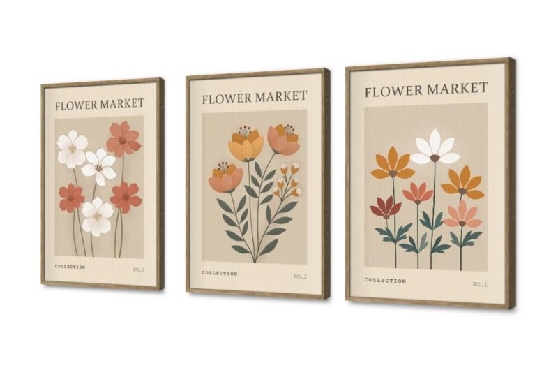 تابلوه حائط باقات زهور " فلاور ماركت " Flower Market SA93307 كل التابلوهات المودرن, ورود - زهور - نباتات برتقالى, بنى - بيج الستريشن - فيكتور, بوهو ستايل, كتابات و حروف, مودرن غرفة الاستقبال, غرفة المعيشة فصل الربيع بالعرض, ببرواز, برواز خشبى, مستطيل