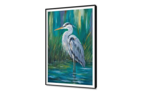 لوحة فنية لطائر البلشون الأزرق في الماء SA94973 كل التابلوهات المودرن, طيور, حيوانات و طيور, مناظر طبيعية ابيض - اوف وايت, اخضر - زيتى, ازرق - تركواز الوان زيتية - اكريليك, ديجيتال آرت, لوحات فنية, مظهر بارز, مودرن غرفة الاستقبال, غرفة المعيشة, مدخل المنزل, مكاتب – شركات - اعمال فى الليل بالطول, ببرواز, برواز SF9, برواز اسود, مستطيل
