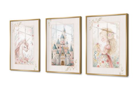 تابلوهات حائط لغرف الاطفال اميرة ويونيكورن وقصر SA94161 كل التابلوهات المودرن, اطفال, بنات, خيال - خيال علمى, شخصيات و وجوه ابيض - اوف وايت, بينك – فوشيا, درجات الباستيل الستريشن - فيكتور, بسيط و هادئ, ديجيتال آرت, لوحات فنية, مودرن غرفة اطفال, غرفة بنات اكريليك, بالعرض, ببرواز, برواز ذهبى, مستطيل