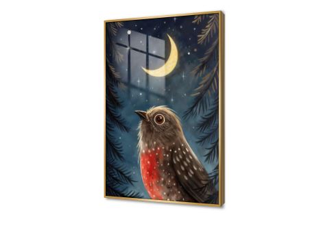 لوحة فنية لطائر ينظر للقمر والنجوم ليلاً SA94435 كل التابلوهات المودرن, طيور, حيوانات و طيور احمر - نبيتى, ازرق - تركواز, اسود, اصفر, الوان داكنة, بنى - بيج الستريشن - فيكتور, بسيط و هادئ, ديجيتال آرت, لوحات فنية, مودرن غرفة اطفال, غرفة المعيشة, غرفة النوم, مدخل المنزل فى الليل اكريليك, بالطول, ببرواز, برواز ذهبى, مستطيل