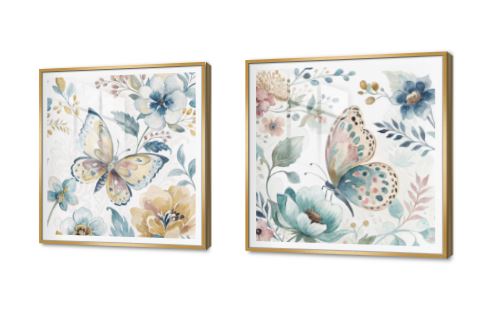 لوحات فنية لفراشات وزهور بألوان مائية هادئة SA94060 كل التابلوهات المودرن, فراشات, حيوانات و طيور, ورود - زهور - نباتات ابيض - اوف وايت, اخضر - زيتى, درجات الباستيل الوان مائية, بسيط و هادئ, لوحات فنية, مودرن غرفة الاستقبال, غرفة المعيشة, غرفة النوم, غرفة بنات, مدخل المنزل فصل الربيع اكريليك, بالعرض, ببرواز, برواز SF9, برواز ذهبى, مستطيل