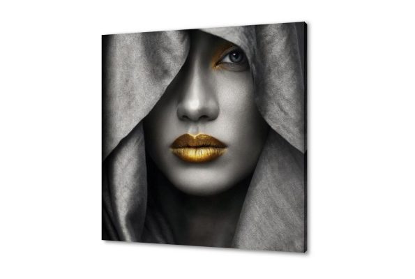 لوحة فنية لوجه امرأة غامضة بشفاه ذهبية SA94991 كل التابلوهات المودرن, بنات, ميك اب - تجميل, شخصيات و وجوه, موضة – ازياء - بنات ابيض و اسود, اسود, اللون الواحد, الوان داكنة, رمادى, فضى – ذهبى بسيط و هادئ, ديجيتال آرت, صور فوتوغرافية, مودرن غرفة الاستقبال, غرفة المعيشة, غرفة النوم, غرفة بنات, مدخل المنزل, مكاتب – شركات - اعمال مربع
