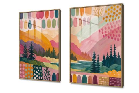 لوحات فنية تجريدية لمنظر طبيعي بألوان مبهجة SA94007 كل التابلوهات المودرن, اشجار, اعمال و شركات, جبال, سياحة و سفر, تجريدي, مناظر طبيعية اخضر - زيتى, اصفر, برتقالى, بينك – فوشيا, قوى و زاهى, متعدد الالوان الوان زيتية - اكريليك, مودرن غرفة الاستقبال, غرفة المعيشة, مدخل المنزل, مكاتب – شركات - اعمال اجازة الصيف, فصل الربيع اكريليك, بالطول, ببرواز, برواز خشبى, مربع