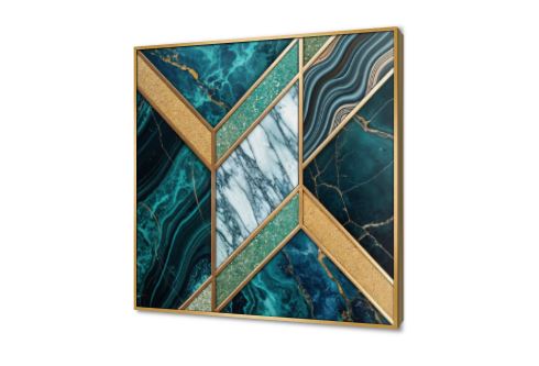 تابلوه مودرن بتصميم رخامي ذهبي وأشكال هندسية SA95007 كل التابلوهات المودرن, اشكال هندسية و زخارف, تجريدي اخضر - زيتى, ازرق - تركواز, اسود, الوان داكنة, فضى – ذهبى اشكال هندسية و زخارف, ديجيتال آرت, مظهر بارز, مودرن غرفة الاستقبال, غرفة المعيشة, مدخل المنزل, مكاتب – شركات - اعمال ببرواز, برواز ذهبى, مربع