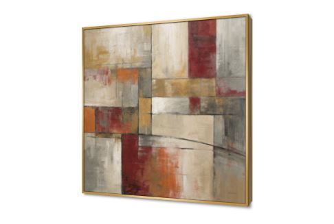 لوحة فنية تجريدية حديثة بألوان ترابية دافئة SA94208 كل التابلوهات المودرن, اعمال و شركات, اشكال هندسية و زخارف, تجريدي احمر - نبيتى, برتقالى, بنى - بيج, رمادى اشكال هندسية و زخارف, مربعات, مودرن غرفة الاستقبال, غرفة المعيشة, مدخل المنزل, مكاتب – شركات - اعمال ببرواز, برواز ذهبى, مربع