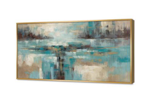لوحات فنية تجريدية بألوان التركواز لديكور عصري SA94213 كل التابلوهات المودرن, تجريدي ابيض - اوف وايت, ازرق - تركواز, بنى - بيج الوان زيتية - اكريليك, مودرن غرفة المعيشة, مدخل المنزل, مكاتب – شركات - اعمال بالعرض, ببرواز, برواز ذهبى, مستطيل
