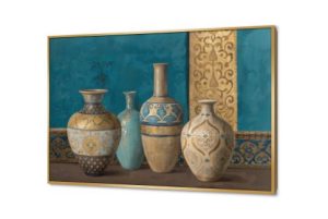 لوحات فنية لفازات وأواني بزخارف شرقية SA95148 كل التابلوهات المودرن, فازات و اوانى, طبيعه صامتة ازرق - تركواز, بنى - بيج, فضى – ذهبى ديجيتال آرت, عتيق - فينتاج, كلاسيك – نيو كلاسيك, لوحات فنية, مودرن غرفة الاستقبال, غرفة المعيشة, مدخل المنزل, مكاتب – شركات - اعمال بالعرض, ببرواز, برواز ذهبى, مستطيل