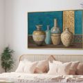 لوحات فنية لفازات وأواني بزخارف شرقية SA95148 كل التابلوهات المودرن, فازات و اوانى, طبيعه صامتة ازرق - تركواز, بنى - بيج, فضى – ذهبى ديجيتال آرت, عتيق - فينتاج, كلاسيك – نيو كلاسيك, لوحات فنية, مودرن غرفة الاستقبال, غرفة المعيشة, مدخل المنزل, مكاتب – شركات - اعمال بالعرض, ببرواز, برواز ذهبى, مستطيل