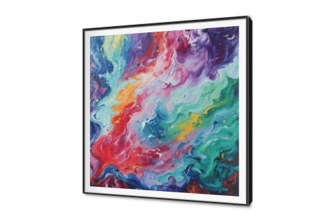 لوحة فنية تجريدية بألوان زاهية متدفقة للديكور SA94480 كل التابلوهات المودرن, تجريدي احمر - نبيتى, اخضر - زيتى, ازرق - تركواز, بينك – فوشيا, قوى و زاهى, متعدد الالوان, موف – ارجوانى الوان زيتية - اكريليك, لوحات فنية, مظهر بارز, مودرن غرفة الاستقبال, غرفة المعيشة, غرفة النوم, غرفة شباب, مدخل المنزل, مكاتب – شركات - اعمال ببرواز, برواز SF9, برواز اسود, مربع