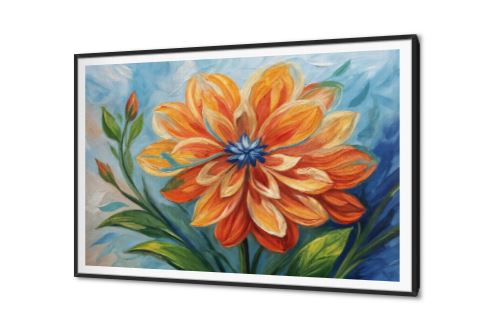 لوحات فنية لزهرة برتقالية مرسومة بألوان زيتية SA94369 كل التابلوهات المودرن, اوراق شجر - نباتات, مميزة و مختارة, ورود - زهور - نباتات اخضر - زيتى, ازرق - تركواز, برتقالى, قوى و زاهى الوان زيتية - اكريليك, لوحات فنية, مودرن غرفة الاستقبال, غرفة المعيشة, غرفة النوم, غرفة بنات, مدخل المنزل, مكاتب – شركات - اعمال فصل الربيع بالعرض, ببرواز, برواز SF9, برواز اسود, مستطيل