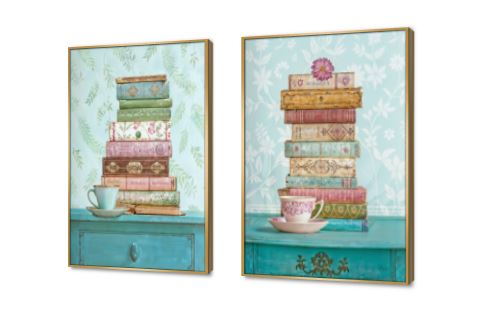 لوحات فنية لكتب عتيقة وفنجان شاي كلاسيكي SA94409 كل التابلوهات المودرن, هوايات ابيض - اوف وايت, اخضر - زيتى, ازرق - تركواز, بينك – فوشيا, درجات الباستيل, متعدد الالوان ديجيتال آرت, عتيق - فينتاج, مودرن غرفة الاستقبال, غرفة المعيشة, غرفة النوم, غرفة بنات, مكاتب – شركات - اعمال بالطول, ببرواز, برواز ذهبى, مستطيل