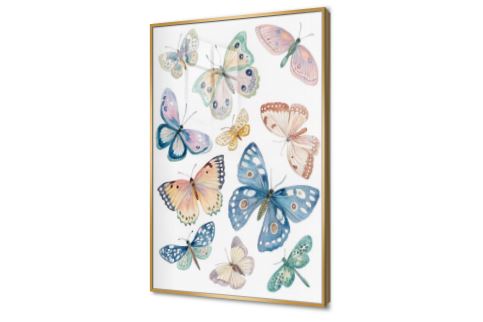 لوحات فنية لمجموعة فراشات ملونة بألوان مائية SA94066 كل التابلوهات المودرن, فراشات, حيوانات و طيور ابيض - اوف وايت, ازرق - تركواز, بينك – فوشيا الوان مائية, بسيط و هادئ, ديجيتال آرت, لوحات فنية, مودرن غرفة اطفال, غرفة الاستقبال, غرفة المعيشة, غرفة النوم, غرفة بنات, مدخل المنزل اكريليك, بالطول, ببرواز, برواز ذهبى, مستطيل