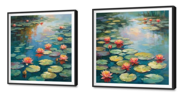 لوحات فنية لزنابق الماء على بحيرة هادئة SA95754 كل التابلوهات المودرن, شاطئ البحر, كائنات بحرية - اسماك, حيوانات و طيور, مناظر طبيعية, ورود - زهور - نباتات اخضر - زيتى, ازرق - تركواز, برتقالى, متعدد الالوان الوان زيتية - اكريليك, لوحات فنية, مظهر بارز, مودرن غرفة الاستقبال, غرفة المعيشة, غرفة النوم, غرفة بنات, مكاتب – شركات - اعمال فصل الربيع بالعرض, ببرواز, برواز SF9, برواز اسود, مستطيل