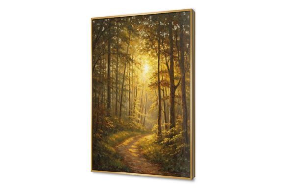 لوحات فنية لمسار غابة فى ضوء الشمس الذهبى SA95831 كل التابلوهات المودرن, اشجار, غابات, مناظر طبيعية اخضر - زيتى, اصفر, برتقالى, بنى - بيج, قوى و زاهى الوان زيتية - اكريليك, عتيق - فينتاج, كلاسيك – نيو كلاسيك, لوحات فنية, مظهر بارز غرفة الاستقبال, غرفة المعيشة, مدخل المنزل, مكاتب – شركات - اعمال اجازة الصيف, شروق - غروب بالطول, ببرواز, برواز ذهبى, مستطيل