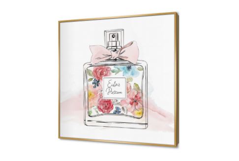 لوحة فنية لزجاجة عطر بالزهور الملونة SA95182 كل التابلوهات المودرن, عطور, موضة – ازياء - بنات ابيض - اوف وايت, بينك – فوشيا الستريشن - فيكتور, الوان مائية, بسيط و هادئ, ديجيتال آرت, كتابات و حروف, مودرن غرفة النوم, غرفة بنات, مكاتب – شركات - اعمال ببرواز, برواز ذهبى, مربع