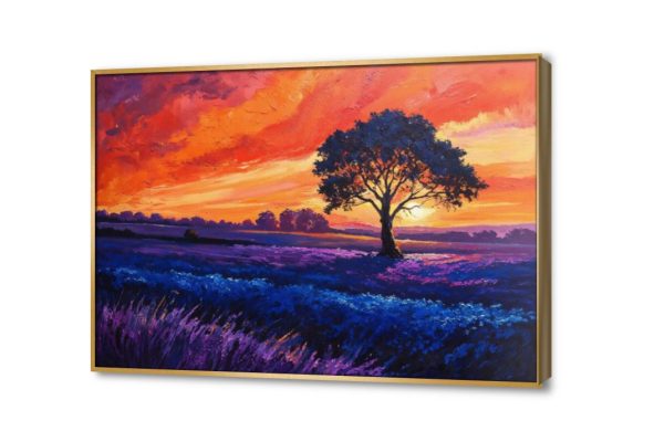 لوحة فنية لشجرة وحيدة وسط حقول اللافندر SA95910 كل التابلوهات المودرن, اشجار, سحاب, مزارع - حقول, مناظر طبيعية, ورود - زهور - نباتات الوان داكنة, برتقالى, قوى و زاهى, متعدد الالوان, موف – ارجوانى الوان زيتية - اكريليك, كلاسيك – نيو كلاسيك, لوحات فنية, مظهر بارز, مودرن غرفة الاستقبال, غرفة المعيشة, غرفة النوم, مدخل المنزل, مكاتب – شركات - اعمال شروق - غروب بالعرض, ببرواز, برواز ذهبى, مستطيل