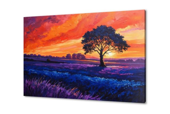 لوحة فنية لشجرة وحيدة وسط حقول اللافندر SA95910 اشجار, سحاب, مزارع - حقول, كل التابلوهات المودرن, مناظر طبيعية, ورود - زهور - نباتات احمر - نبيتى, ازرق - تركواز, برتقالى, قوى و زاهى, متعدد الالوان, موف – ارجوانى الوان زيتية - اكريليك, لوحات فنية, مظهر بارز, مودرن غرفة الاستقبال, غرفة المعيشة, غرفة النوم, مدخل المنزل, مكاتب – شركات - اعمال شروق - غروب بالعرض, مستطيل