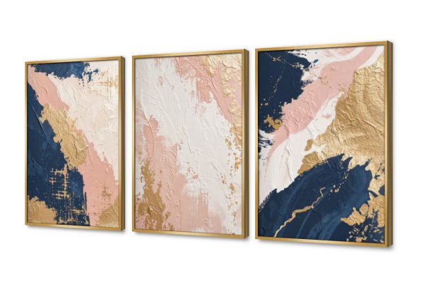 تابلوهات مودرن تجريدية بألوان ذهبية وكحلية للديكور SA95257 كل التابلوهات المودرن, مميزة و مختارة, تجريدي ابيض - اوف وايت, ازرق - تركواز, بينك – فوشيا, فضى – ذهبى الوان زيتية - اكريليك, لوحات فنية, مظهر بارز, مودرن غرفة الاستقبال, غرفة المعيشة, غرفة النوم, غرفة بنات, مدخل المنزل, مكاتب – شركات - اعمال بالعرض, ببرواز, برواز ذهبى, مستطيل