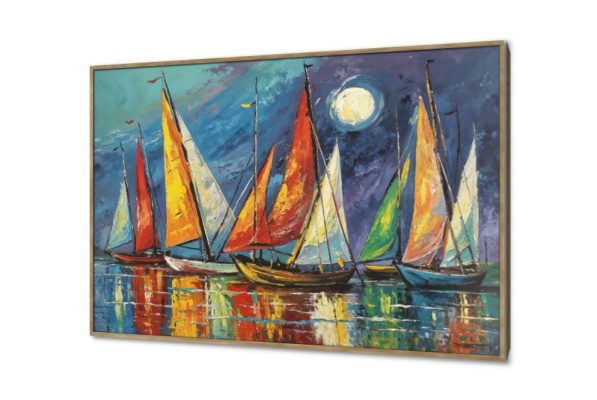 لوحة فنية لمجموعة قوارب شراعية ملونة ليلا SA95878 كل التابلوهات المودرن, اعمال يدوية و اخرى, القمر, سياحة و سفر, شاطئ البحر, قوارب و مراكب, بحار و شواطئ و مراكب, مناظر طبيعية ازرق - تركواز, برتقالى, قوى و زاهى, متعدد الالوان الوان زيتية - اكريليك, لوحات فنية, مظهر بارز, مودرن غرفة الاستقبال, غرفة المعيشة, غرفة النوم, مدخل المنزل, مكاتب – شركات - اعمال فى الليل بالعرض, ببرواز, برواز خشبى, مستطيل
