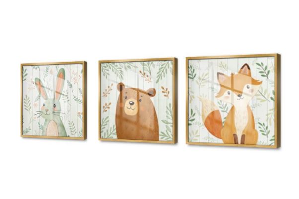 تابلوهات حائط لغرف الاطفال حيوانات الغابة اللطيفة SA95576 كل التابلوهات المودرن, اوراق شجر - نباتات, حيوانات المزرعة, حيوانات و طيور, ورود - زهور - نباتات اخضر - زيتى, برتقالى, درجات الباستيل الستريشن - فيكتور, الوان مائية, بسيط و هادئ, ديجيتال آرت, لوحات فنية, مودرن غرفة اطفال, غرفة المعيشة اكريليك, بالعرض, ببرواز, برواز SF9, برواز ذهبى, مستطيل